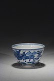 A BLUE AND WHITE 'DEER' BOWL