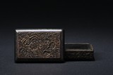 A BRONZE SILVER-WIRE 'DRAGON' RECTANGULAR BOX