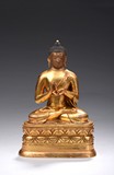 A ZANABAZAR GILT BRONZE FIGURE OF SHAKYAMUNI