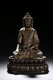 A PARCEL-GILT BRONZE FIGURE OF SHAKYAMUNI 