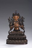 A BRONZE GILDED FIGURE OF MANJUSRI