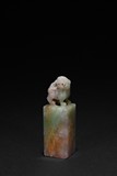 A JADEITE CARVED 'MYTHICAL BEAST' SEAL 