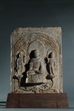 A STONE RELIEF PANEL OF SHAKYAMUNI AND ATTENDANTS