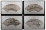A SET OF FOUR LANDSCAPE FAN PAINTINGS