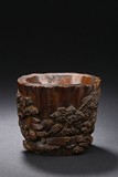 AN AGARWOOD 'LANDSCAPE' BRUSHPOT