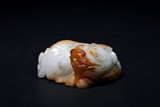 A SMALL WHITE JADE AUSPICIOUS BEAST