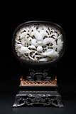 A ZITAN WHITE JADE 'DRAGON' TABLE PANEL
