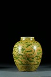 A GREEN GROUND YELLOW ENAMELLED 'DRAGON' JAR