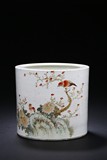 A QIANJIANG 'FLOWER AND BIRD' BRUSHPOT
