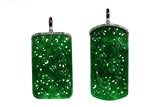 A PAIR OF GREEN JADEITE DIAMOND EARRINGS