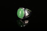 A 18K PLATINUM JADEITE JADE DIAMOND RING