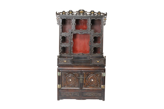 A Rosewood Altar Cabinet For Buddha Statues