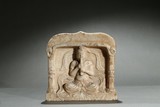 A MARBLE CARVED BUDDHIST FIGURE STELE