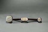 A WHITE JADE INLAID 'ELEPHANT' ZITAN RUYI SCEPTER