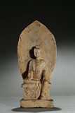 A WHITE MARBLE CARVED BUDDHIST STELE