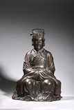 LARGE PARCEL-GILT BRONZE TAOIST STATUE OF WENCHANG 