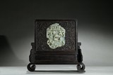 A ZITAN WHITE JADE CHILONG 'BI' INLAID TABLE SCREEN