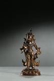 A BRONZE GEMS-INLAID STANDING FIGURE OF MAITREYA