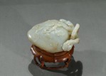 A WHITE JADE PEACH-FORM BOX AND COVER 