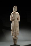 A TALL MARBLE CARVED FIGURE OF BODHISATTVA