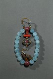 AN AQUAMARINE AND TOURMALINE ROSARY BRACELET