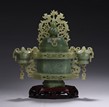 A SPINACH JADE CARVED CENSER