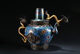 A LARGE CLOISONNE ENAMEL 'DRAGON' WINE VESSEL
