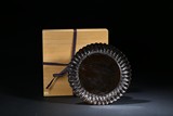 A BLACK LACQUER WOOD CHRYSANTHEMUM DISH