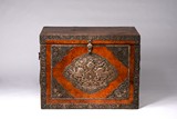 A LARGE TIBET SILVER-INLAID WOOD BOX