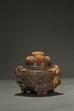 A JADE CARVED CHILONG TRIPOD CENSER