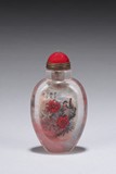 AN INSIDE-PAINTED 'FLOWER AND BIRD' GLASS SNUFF BOTTLE