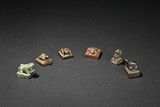 A GROUP OF SIX ANIMAL-FINIAL BRONZE SEALS