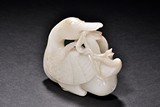 A WHITE JADE CARVED 'DUCK'