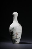 ZHANG ZHITANG: FAMILLE ROSE 'LANDSCAPE' GARLIC-MOUTH VASE 