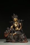 A PARCEL-GILT BRONZE FIGURE OF MANJUSHRI