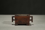 A BRONZE RECTANGULAR INCENSE BURNER CENSER 