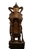 A VERY LARGE WOOD PAINTED STATUE OF GUARDIAN KING