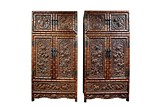 PAIR OF LARGE HARDWOOD 'LION' COMPOUND CABINETS