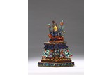 A NEPALESE LAPIS LAZULI GEMS INLAID BODHISATTVA