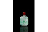 A JADEITE CARVED RECTANGULAR SNUFF BOTTLE