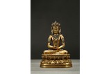 A GILT BRONZE FIGURE OF AMITAYUS  