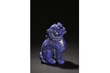 A LAPIS LAZULI CARVING OF MYTHICAL BEAST