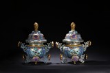 A PAIR OF LARGE CLOISONNE ENAMEL CENSERS