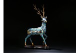 A LARGE CLOISONNE ENAMEL MODEL OF STAG
