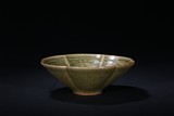 A HEXAGONAL CELADON 'FLORAL SCROLLING' BOWL