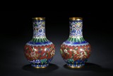 A PAIR OF CLOISONNE ENAMEL VASES