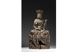 A VERY LARGE WOOD CARVING OF BODHISATTVA