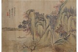 AN INK AND COLOR ON SILK LANDSCAPE PAINTING