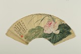 WU HUFAN: COLOR AND INK 'LOTUS' FAN PAINTING