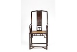 A CHINESE ROSEWOOD YOKE BACK ARMCHAIR
